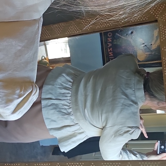 2 STUNNING CECE CROP LINEN BLAZERS blue and natural - Picture 7 of 14